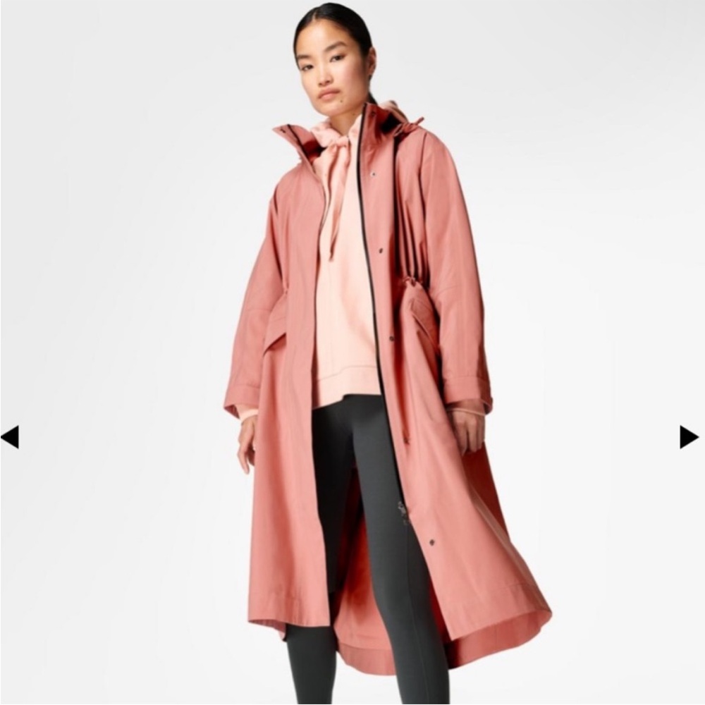 Sweaty Betty Motion Longline Waterproof Parka Raincoat Pink NWT Size S